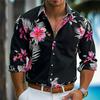 3D-gedrucktes farbenfrohes Blumenmuster Langarmhemd Coole Herren Streetwear Langarm Mode Vintage Y2k Kleidung Oberteil