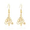 Christmas Simple Hollow Christmas Tree with Cubic Zirconia Gold Plated Earrings Women's Cute Charm Festive Party Gifts