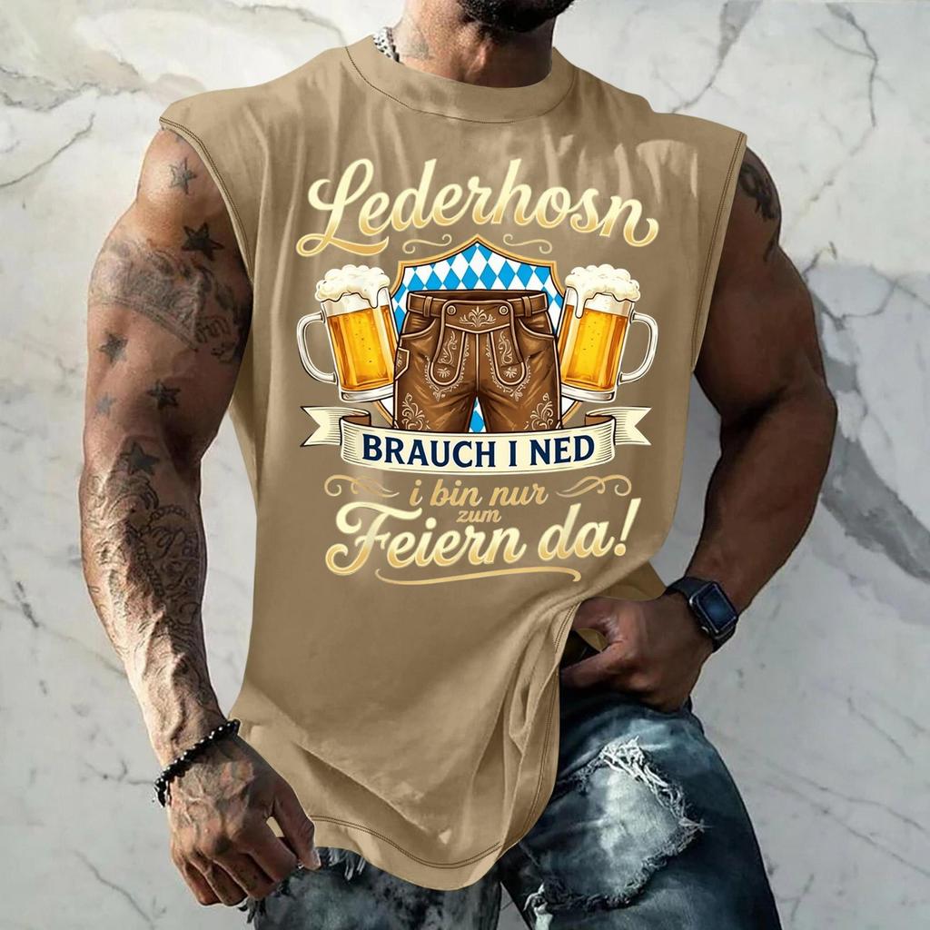 Męski Tank Top Bez Rękawów Luźny Krój Codzienny Streetwear Letnia Koszulka na Mięśnie Graficzny Nadruk Festiwal Piwa Codzienny Ubiór