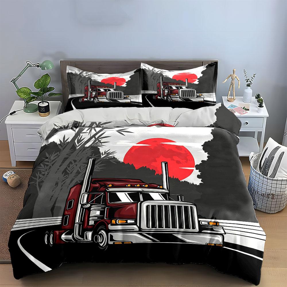 Truck Set For Road Adventures  Kid'S And Adults' Bedroom Decor, Exquisite Three-Piece Bedding Set Gift