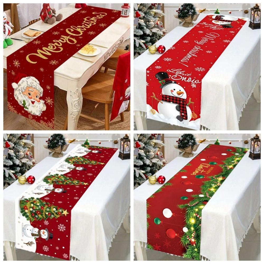 Elch Weihnachts-Tischläufer Weihnachtsmann Weihnachts-Tischdecke Neu Weihnachts-Tischflaggen-Abdeckung Heimdeko