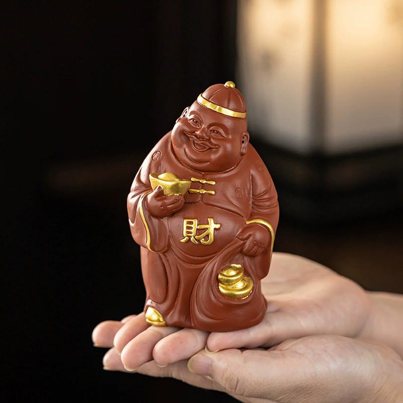 New Chinese Zodiac Pig Fortune Tea Pet, Yixing Zisha Clay Teapot Pallet Ornament, Tea Ceremony Desktop Decoration Gift for Men