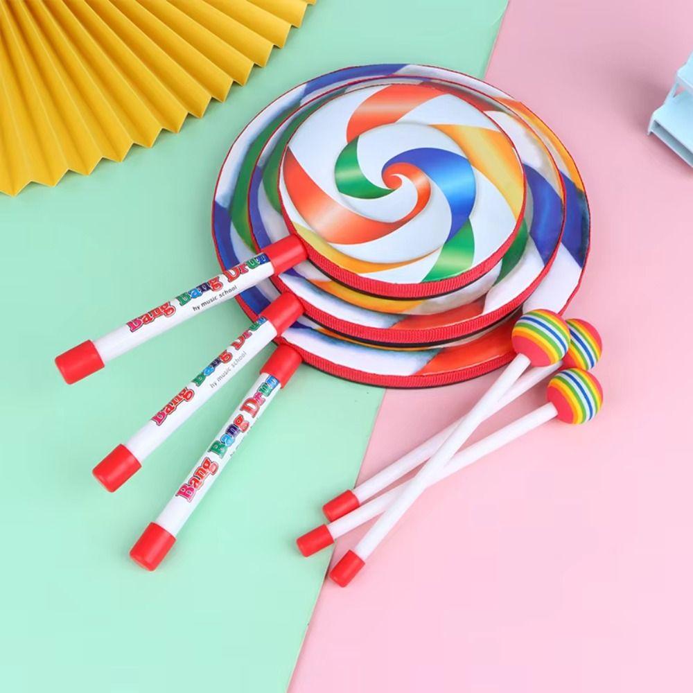 Hand Percussion Lollipop Hand Drum Educational Toys Handheld Drum Toy Tambourine  Dance Props