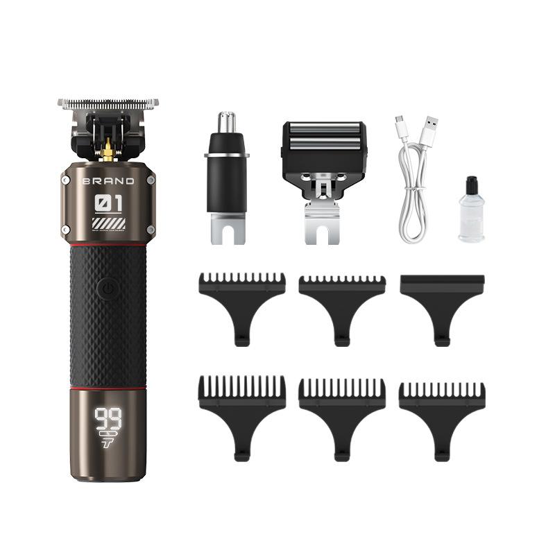 

The new hair clipper, electric 3-in-1 digital display fader, men s grooming set, shaving, shaving, white oil head scissors one size чорний