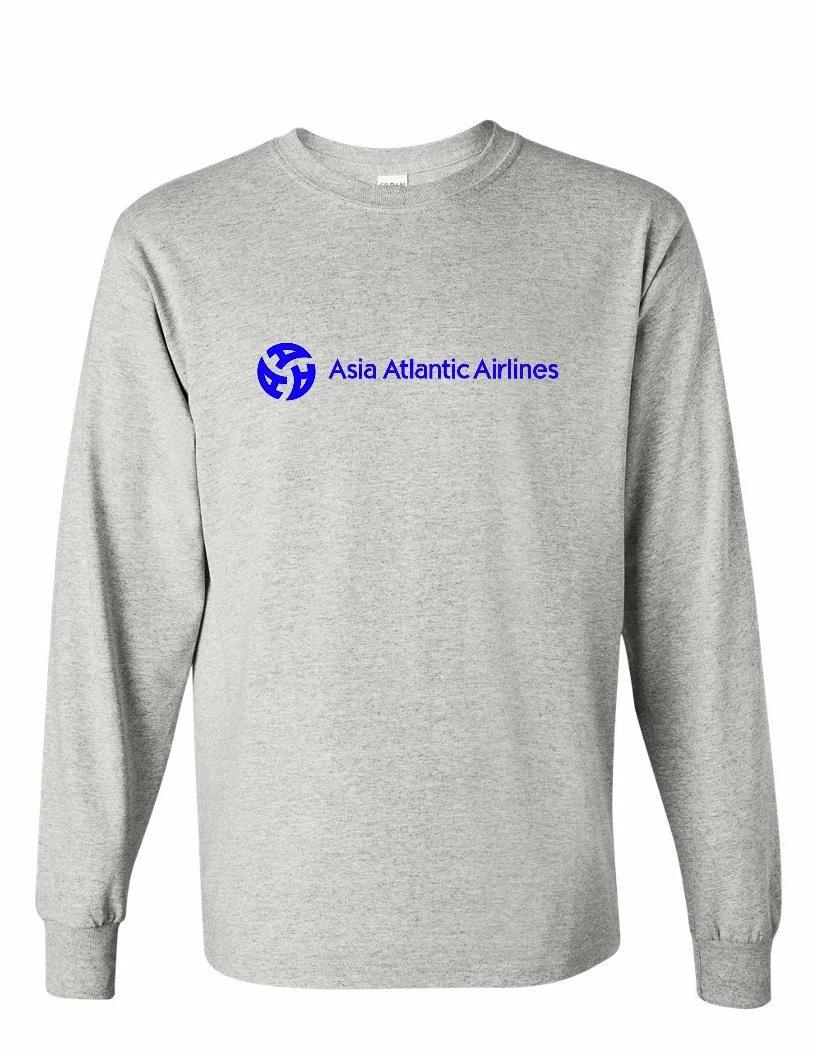 Asia Atlantic Airlines Blue Logo Thailand Thai Gray Long Sleeve T-Shirt M