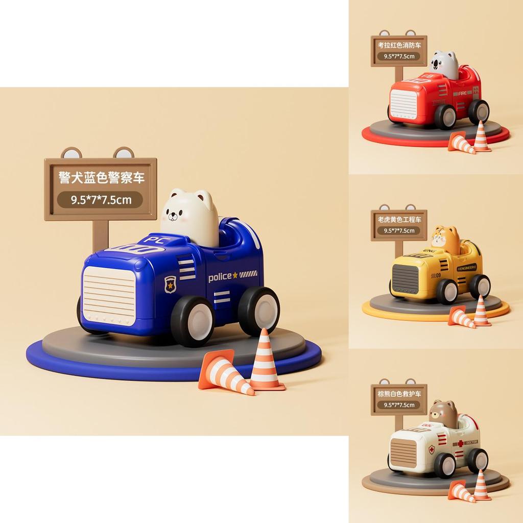 Bear Koala Tiger Cartoon Plastic Push And Go Airplane With Flashing Lights For Toddlers Ages 0-6