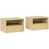 2-Piece Wall-Mounted Nightstand Set, Nightstand, Bedside Cabinet, Chipboard, Natural, 45 X 35 X 27.5 Cm