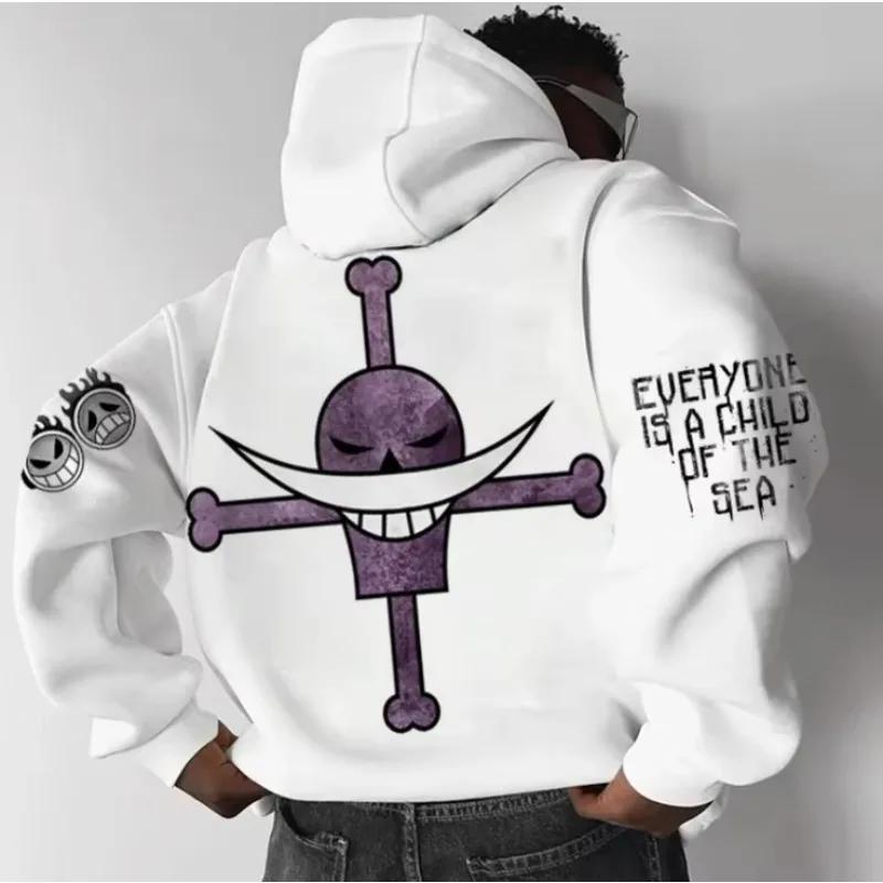 ONE PIECE Neuer Hoodie Frühling/Herbst Herren Lässig Locker Bedruckt Street Trend Harajuku Eltern-Kind Reiner Baumwoll Pullover Oberteil