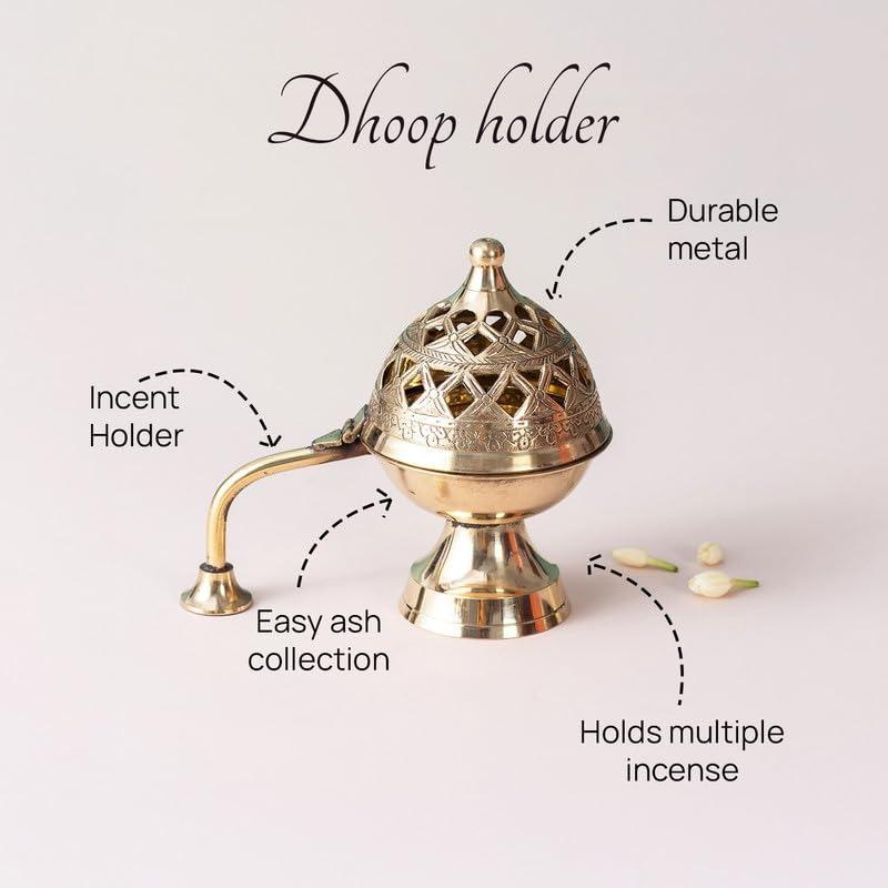 Räucherkessel, Messing Dhuna Loban Brenner (5 Zoll, Golden),  Nestroots