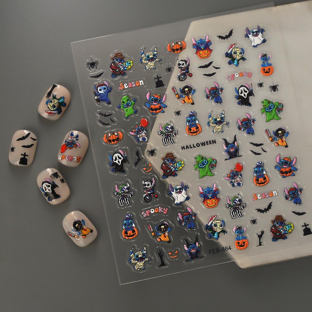 Embossed Halloween Nail Stickers: Cute Spider, Bat & Pumpkin Designs