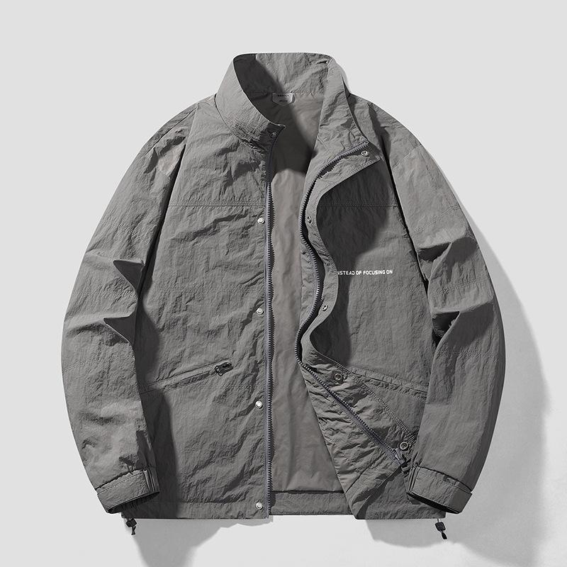 Korean Style Stand Collar Jacket Men's Autumn Trend New Fashion Thin Windproof Personalized Zipper Spring and Autumn Jacket