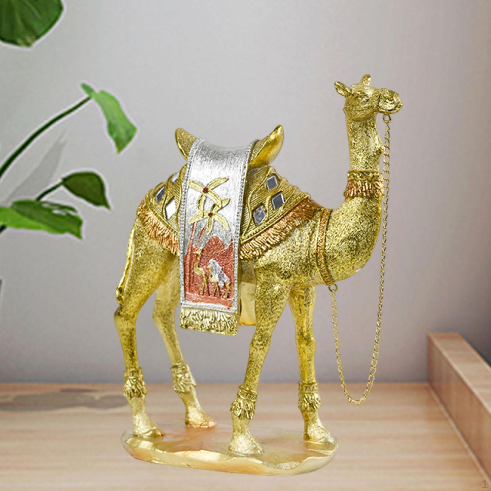 

Статуэтка верблюда, украшение для стола в стиле Ближнего Востока, скульптура из смолы для стола и патио 17cmx7cmx22cm