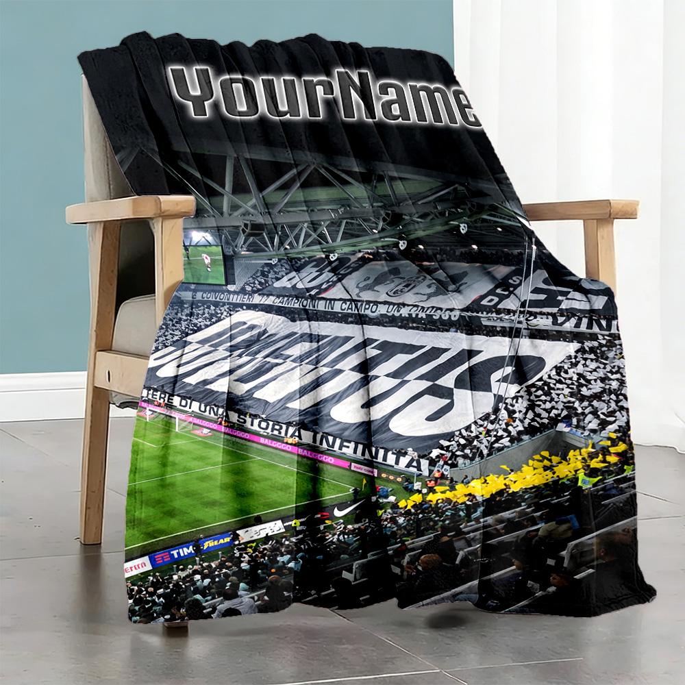 Juventus Personalized Text Blanket Lightweight Customizable Blanket Soft Warm Cozy Versatile for Bedding Office Chair Living Room Bed All-Season Use