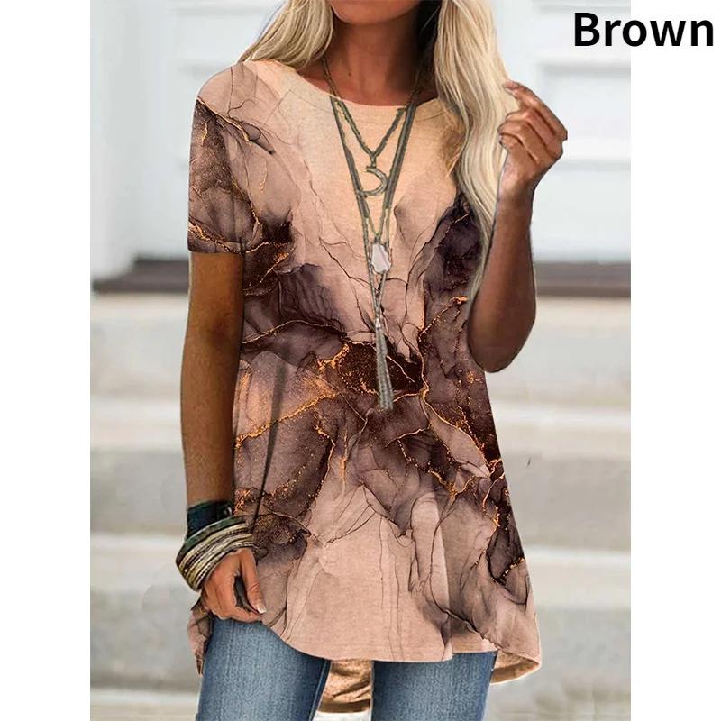 2025 Summer Women Clothing S-5XL Fashion Casual Blouse Floral Graphic Printed Short Sleeve Casual Tunic Loose O-Neck Tops