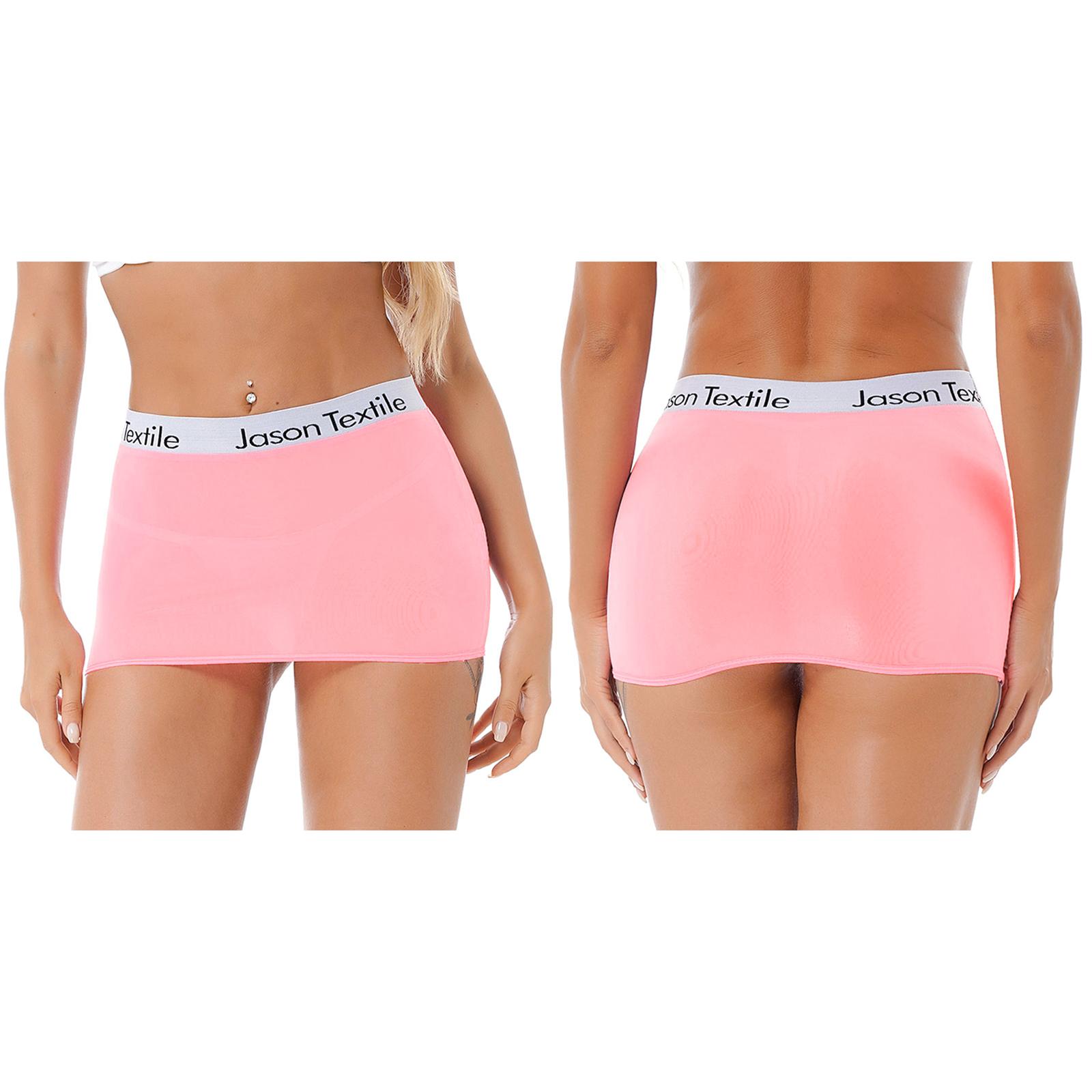 

Жіноча напівпрозора міні-спідниця з еластичним поясом і літерним принтом, нічна спідниця-олівець One Size рожевий