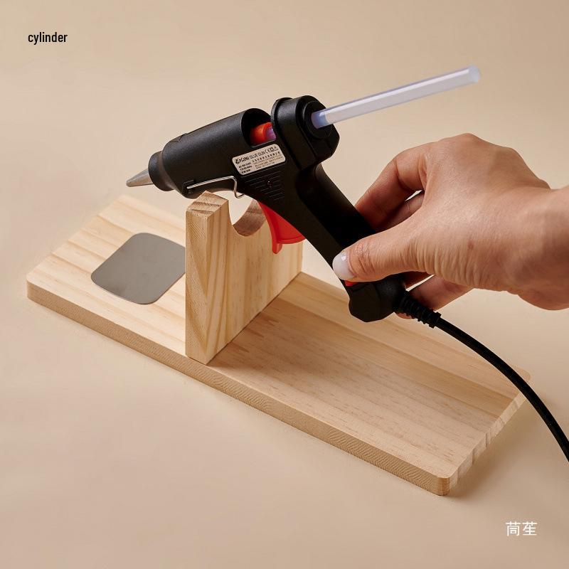 Thickened Anti-Scald Solid Wood Stand for Hot Melt Glue Gun with Head Fixing Feature