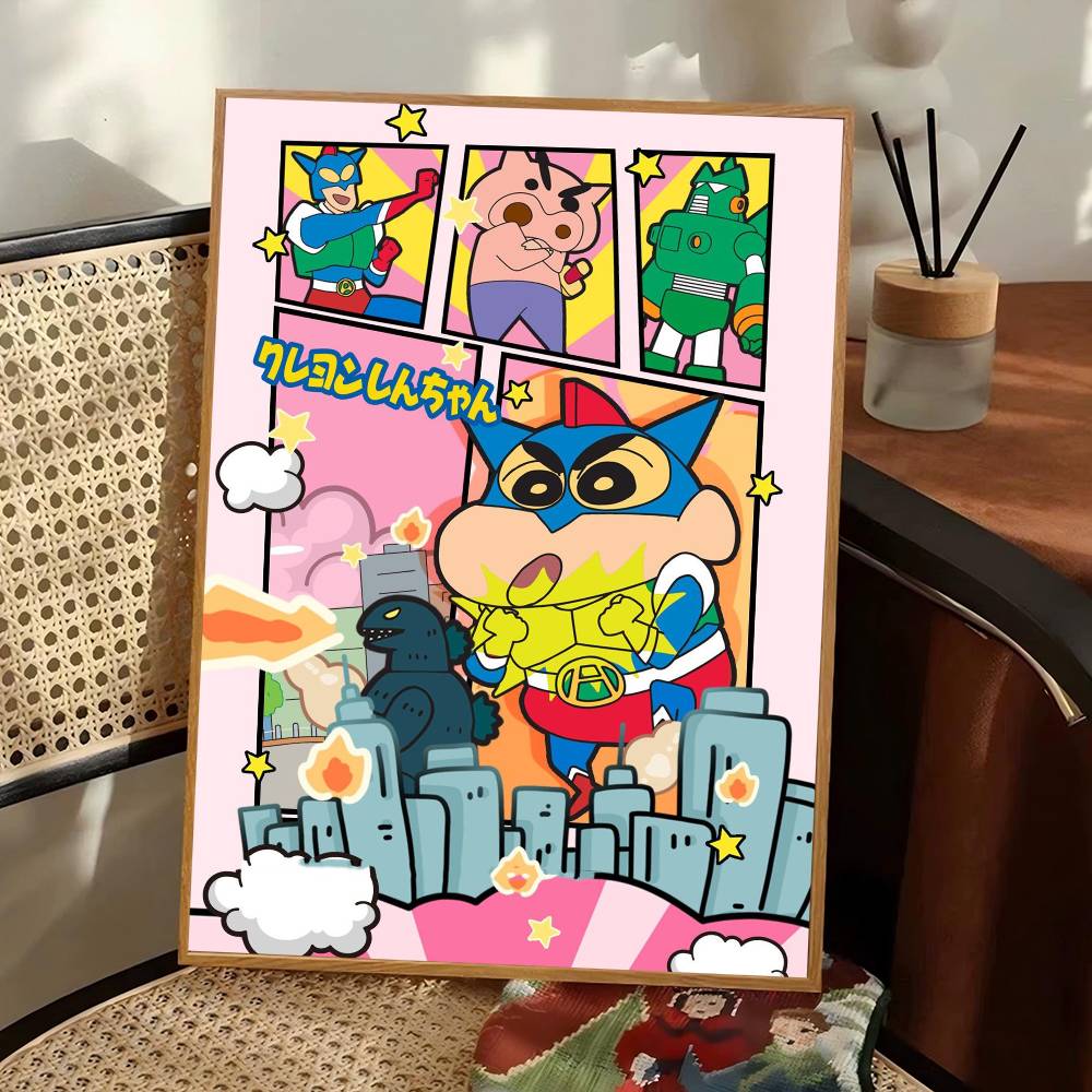 Anime C-Crayon Shin-Chan Whitepaper Poster Waterproof Paper Sticker Coffee House Bar Aesthetic Art Wall Painting