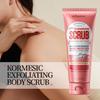 Exfoliating body scrub, deep cleansing, easy to rinse off, no residue.