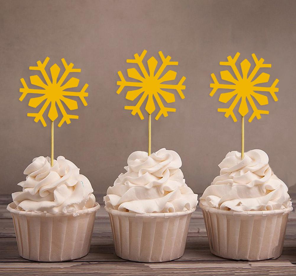 Liebling Souvenir| Weihnachtsfeier Schneeflocke Winter Cupcake Topper | Dessert-Dekorationen für Hochzeiten – Packung mit