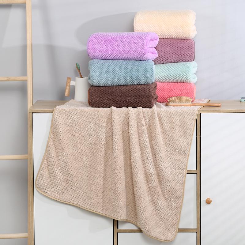 Extra Large Solid Color Coral Fleece Waffle Bath Towel Set with Thick Edges