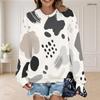 Damen Übergröße Rundhals Langarm Pullover Sweatshirt mit Abstraktem Druck