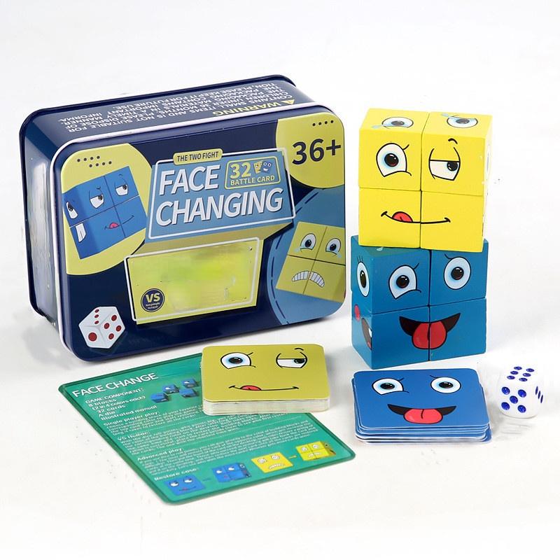 Children's Transforming Face Magic Cube Building Blocks Logic Thinking Training Large Particles Early Education Puzzle Toy