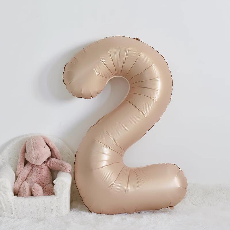 40-Inch Caramel Cream Number Balloons - Aluminum Foil Birthday Party Decoration for Kids and Adults