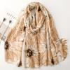Winter Shimmer Oil Painting Floral Fringe Viscose Soft Scarf Cotton Shawls Women Perfect for Travel Casual Muslim Hijab 180*90Cm