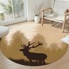 Elk Round Floor Mat Design for Playrooms Dining Room Decorate Room Outdoor Antislip Round Carpet Decorate Offices Perfect Gift for Women Men