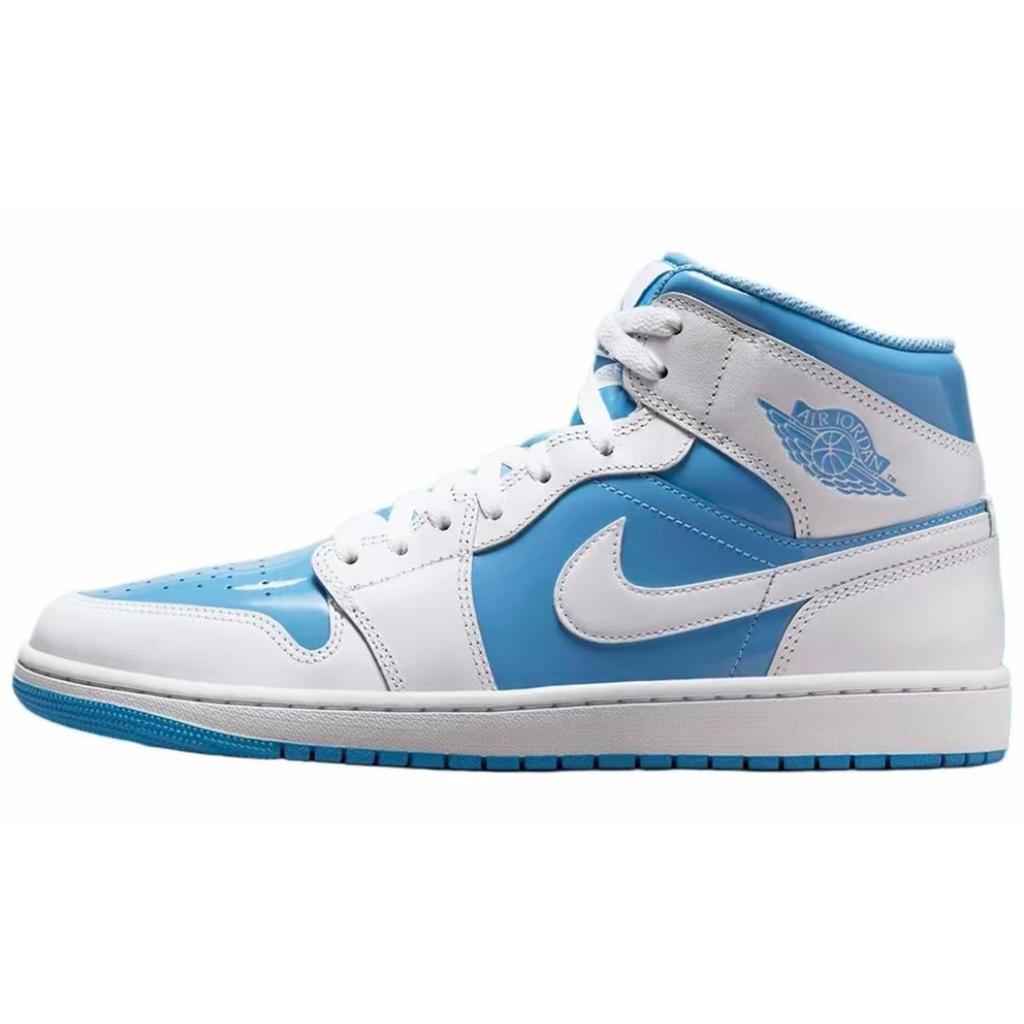 Jordan Air Jordan 1 University Blue Leather Abrasion Resistant Mid top Vintage Basketball Shoes Unisex Blue Black FZ2142-114(Team1291-)