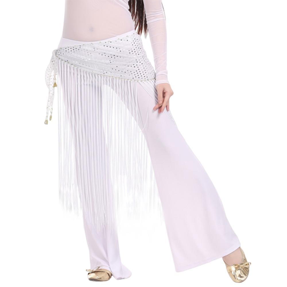 Shiny Triangle Hip Scarf Sequins Tassels Waist Chain Sequins Wrap Belt for Thailand/India/Arab белый