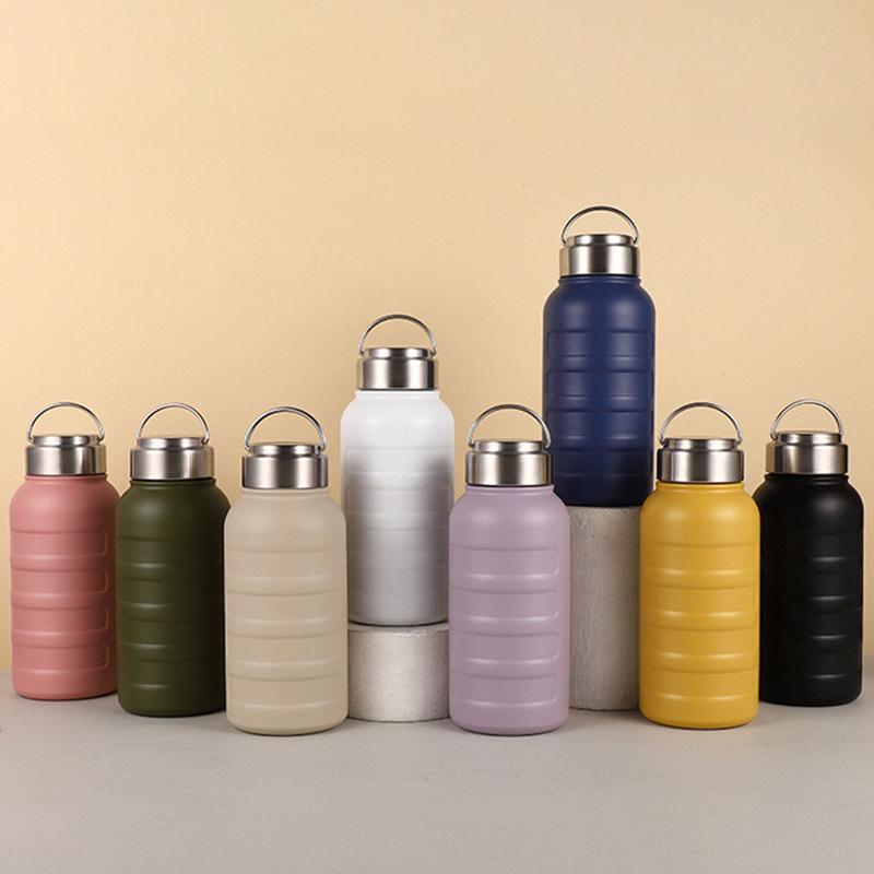 750ml Çift Katmanlı Paslanmaz Çelik Termos Kupa Taşınabilir Spor Vakumlu Matara Büyük Kapasiteli Termal Su Şişesi Bardak