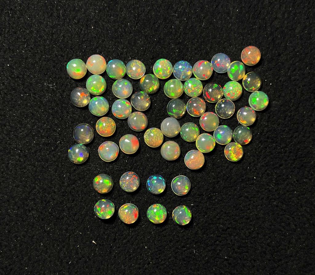 Natural Excellnt Quality Ethiopian Opal Round Cabochon Loose Gemstone Lot 30 Pcs 6 MM Opal Cabochon Gemstone For Jewelry Making
