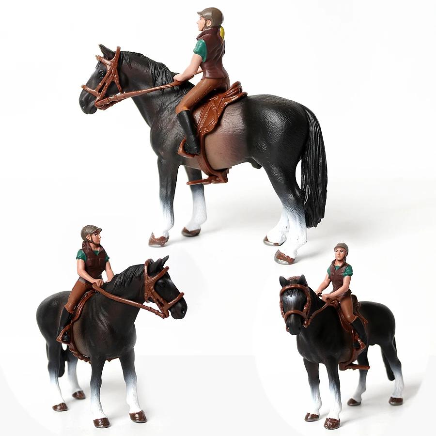 Toy Horses Equestrian Rider Horse Playset Farm Animals Action Figure Animal Figurines Plastic Models Children Toys Kids Gifts
