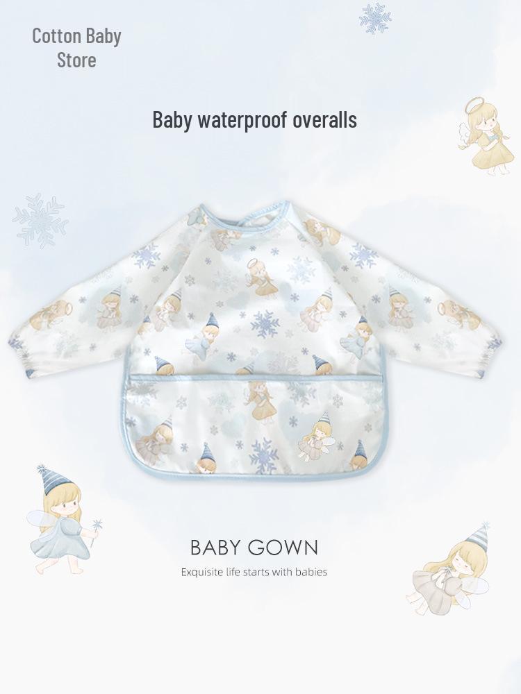 Waterproof Long Sleeve Baby Bib - Oil-Proof, Cotton Coverall for All Seasons.