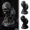 Twisted Skull Statue 3D Printed Double Ornament, Resin Skeleton Figurine, Gothic Desktop Realistic Figurines for Halloween Home Bar & Horror