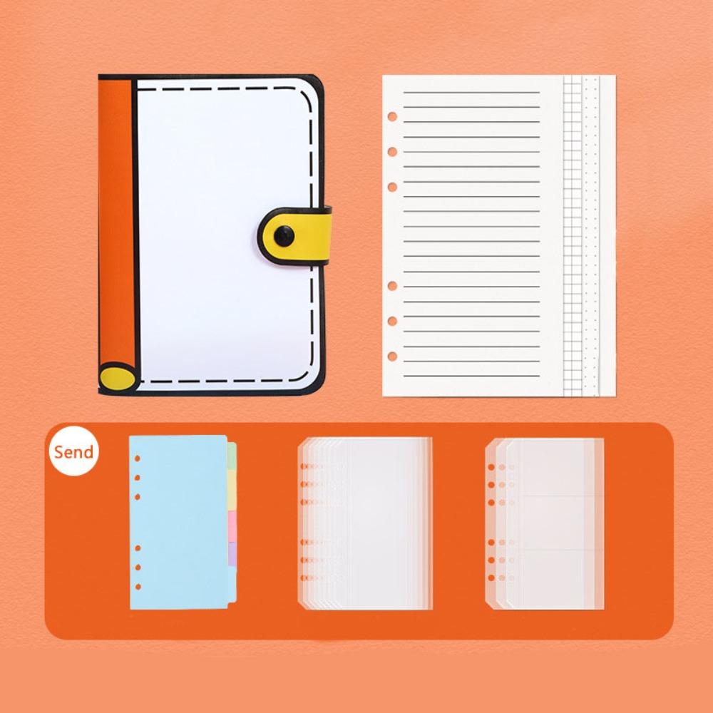 A6 Accounting Book 100Sheets Loose Leaf Notebook Multi-function PU Leather Notebook  Stationery