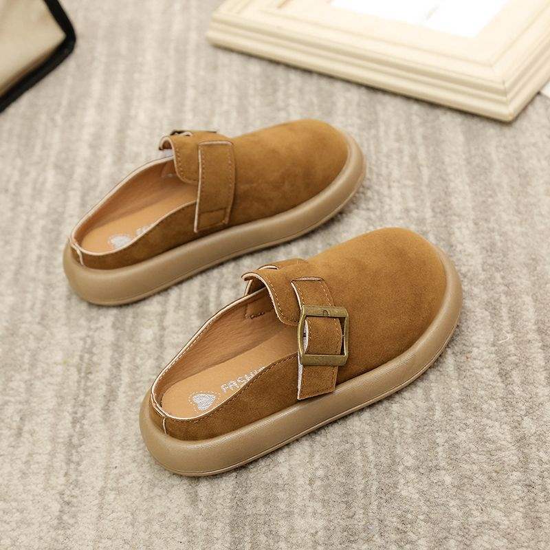 Children's Birkenstocks autumn half slippers 2025 winter new girls cotton mop velvet warm boys bread shoes