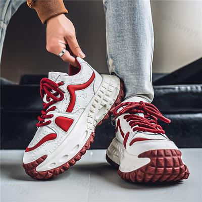 Men Sneaker Designer Casual Retro Leather Fabric Height Increased Flat Platform Shoes Student Lace Up Running Shoes