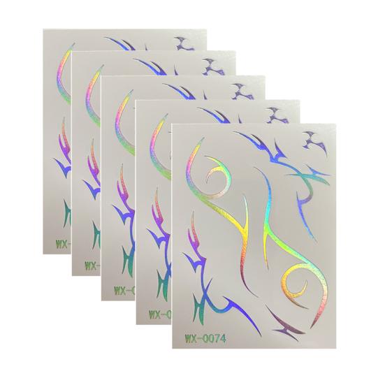 5 Sheets Holographic Lightning Tattoos Flash Temporary Stickers Full Color Body