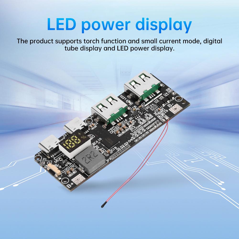 22.5W Quick Charging Mobile Power Module QC PD SCP Digital / LED Display Type-C USB Power Bank Circuit Board With NTC Sensor