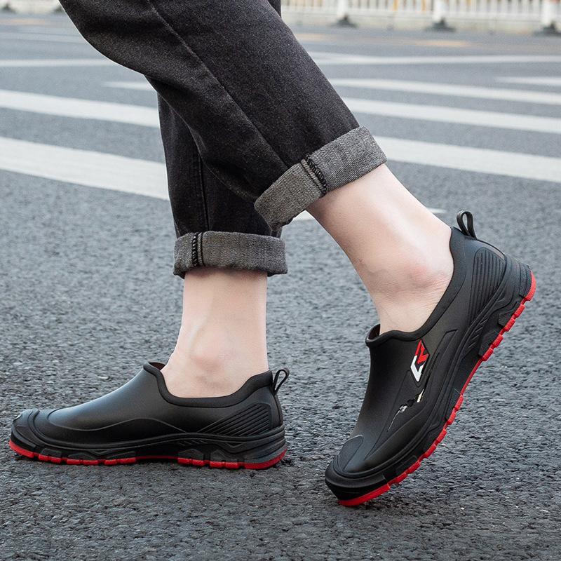Low-top Rain Shoes Men's Outdoor Waterproof Shoes Non-slip Fashion Kitchen Work Shoes Fishing Car Wash Rubber Shoes
