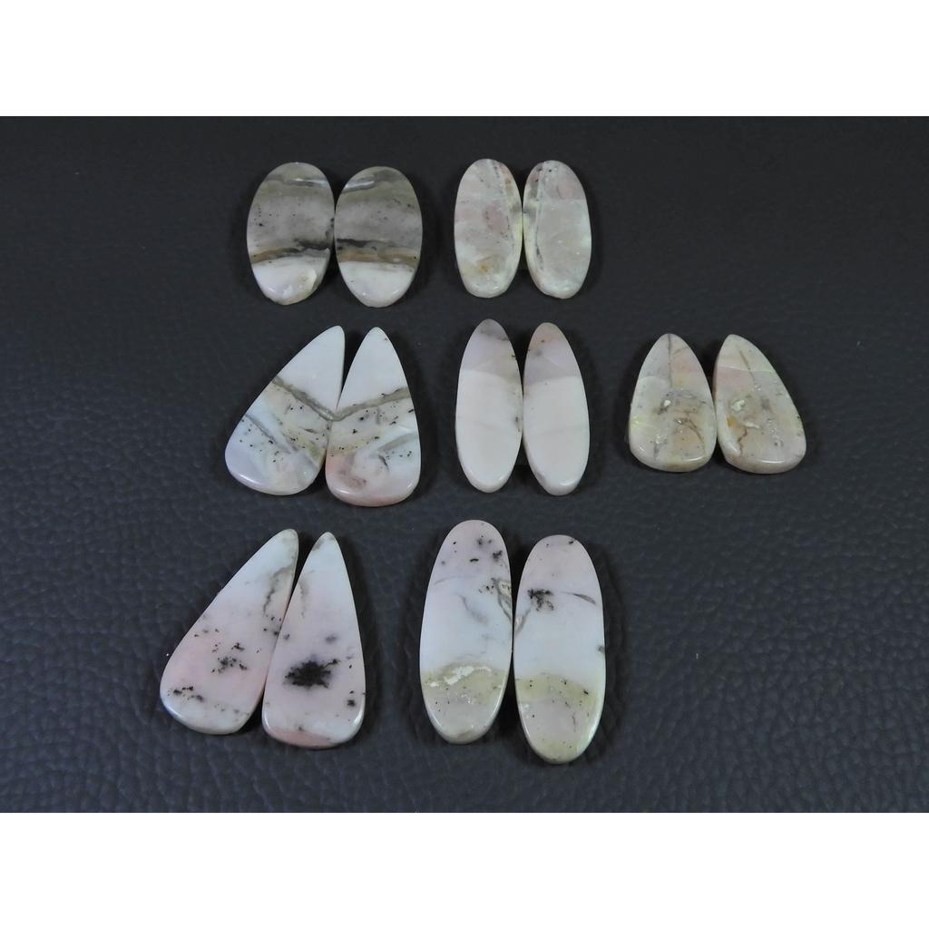 158Cts. Natural Pink Opal Matched Pair Mix Cabochon Gemstone 7 Pair Lot C-441