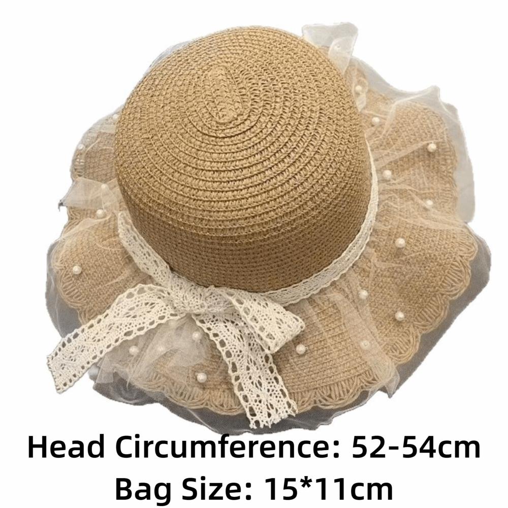 Lace Wide Brim Straw Cap Sun Protection Sunshade Fisherman Hat New Holiday Travel Beach Bags