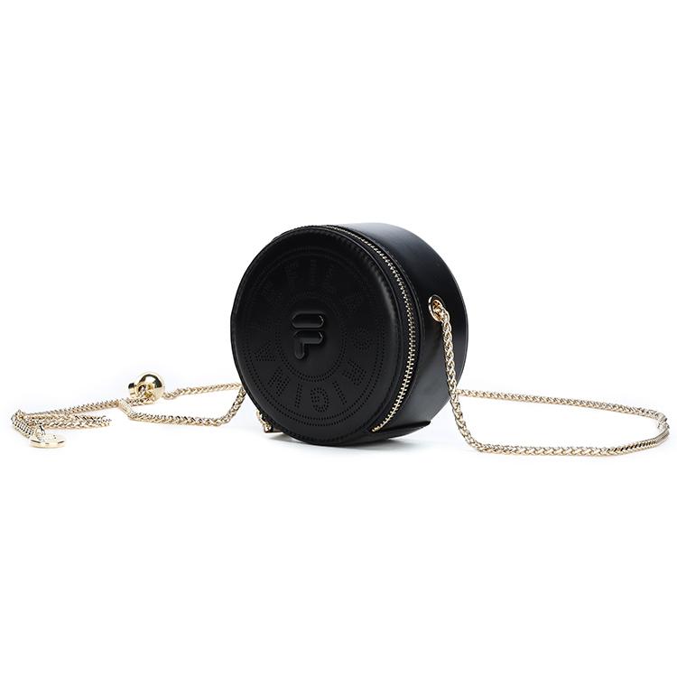 New FILA Polyurethane Small Round Bag Shoulder Bag Crossbody Bag Mini Women's Jet Black F13W229167F-BK