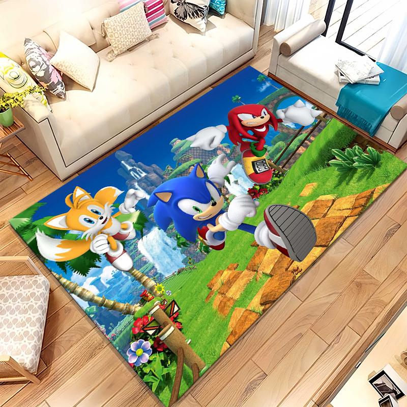 Retro S-Sonic Cartoon Games Living Room Non-Slip Area Rug Soft Carpet for Bedroom Kids Playroom Sofa,Home Decor Doormat Gift