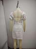 Abito corto estivo da donna 2026 a pois con colletto alto slim fit