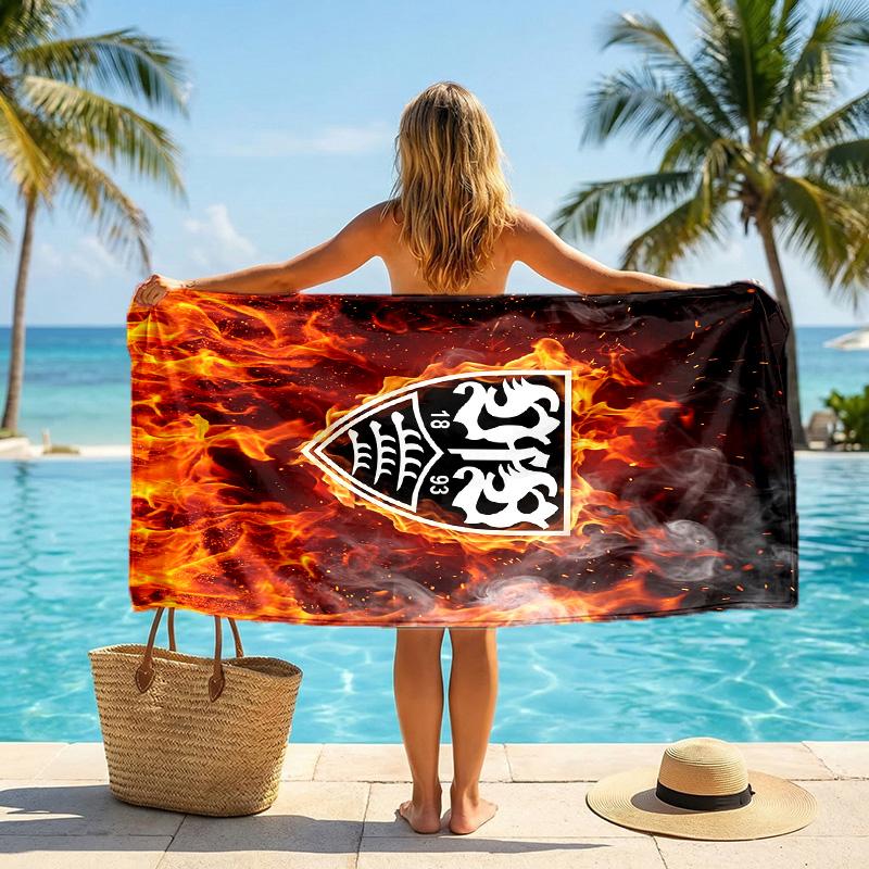 Asciugamano da Spiaggia Calcio VfB Stuttgart Morbida Microfibra Asciugamano Estivo Asciugatura Rapida Assorbente per Spiaggia Piscina Viaggio
