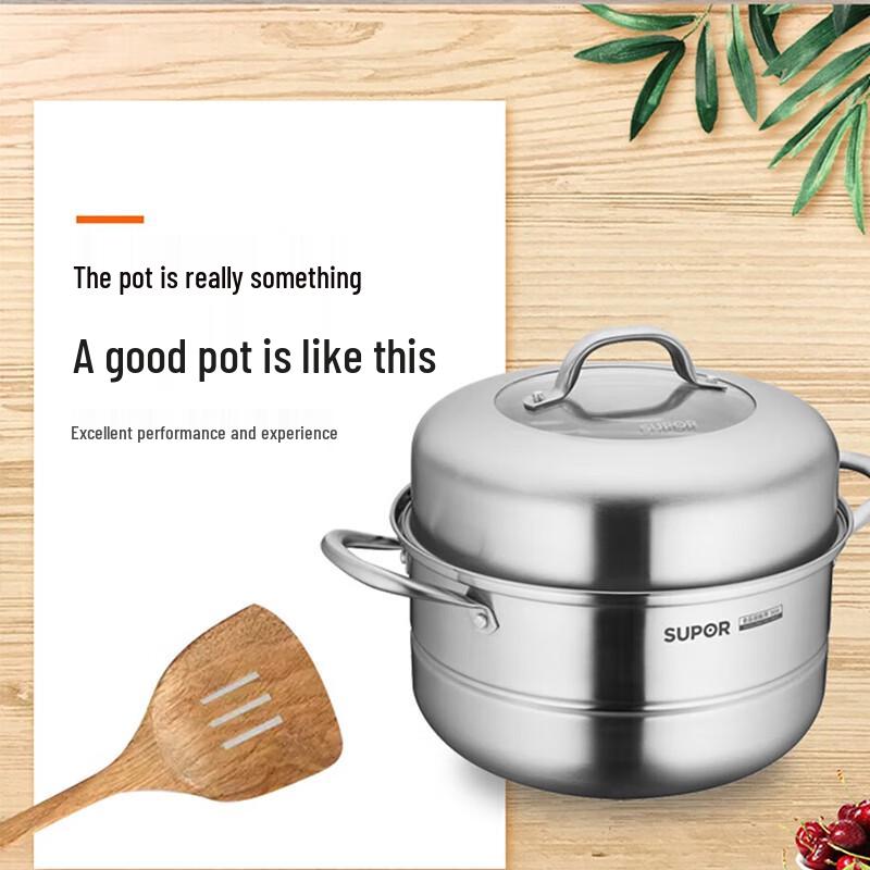Supor 26cm doppelwandiger Edelstahldampfgarer Topf