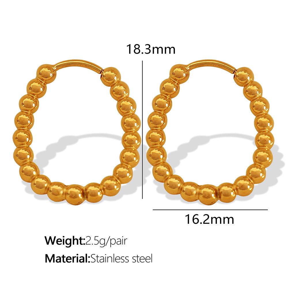 Simple personalized gold bead geometric stud earrings retro round bead ear buckle women s versatile earrings